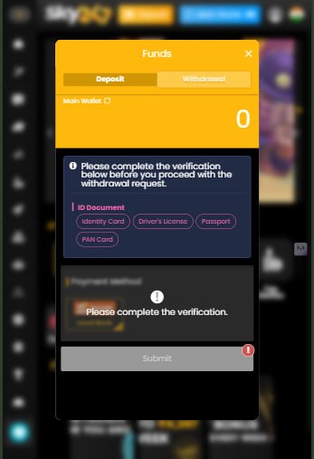 Sky247 Withdrawal Verification (KYC) & Security Analysis