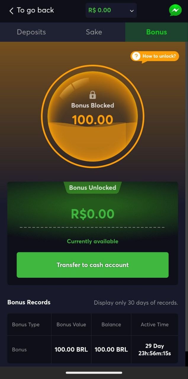 Desbloqueie seu bônus de R$ 100,00