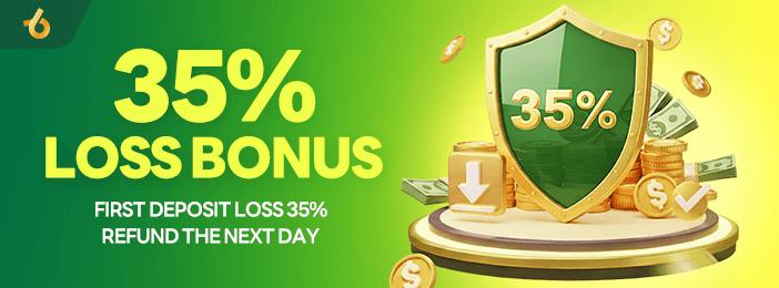 Scared of zeroing your balance on day one? This site actually refunds 35% of your losses the next day!