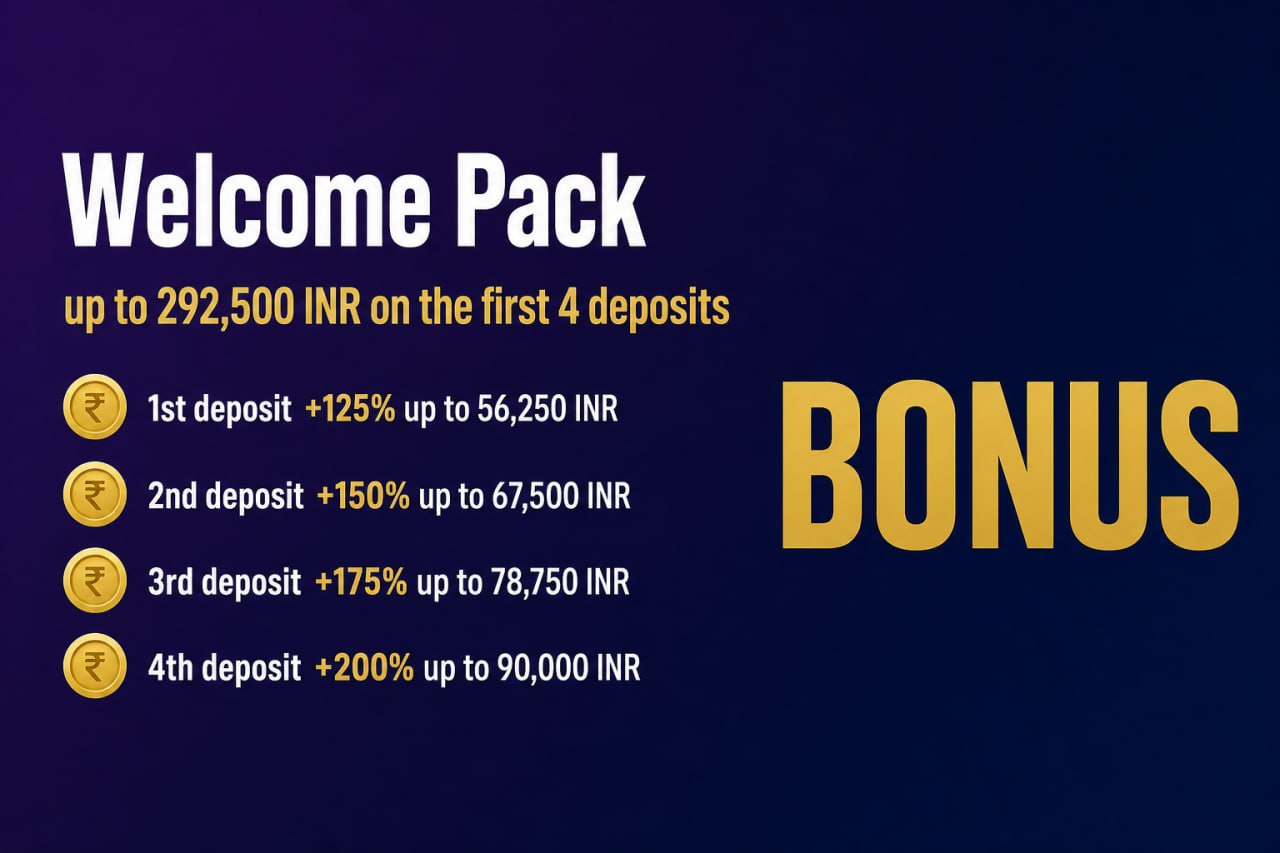 "Welcome Pack" — Get up to "292,500 INR" on Your First "4 deposits"
