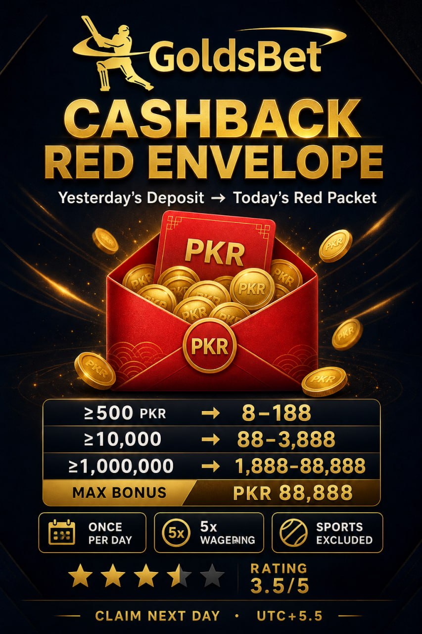 Goldsbet Cashback Red Envelope — Up to PKR 88,888 Daily