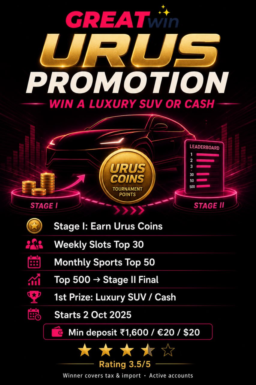 Greatwin Urus Promotion — Earn Urus Coins, Reach the Final, Chase the Grand Prize