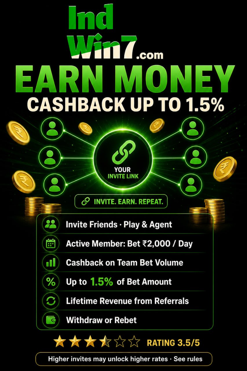 IndWin7 Earn Money — Cashback Up to 1.5% on Active Member Bets
