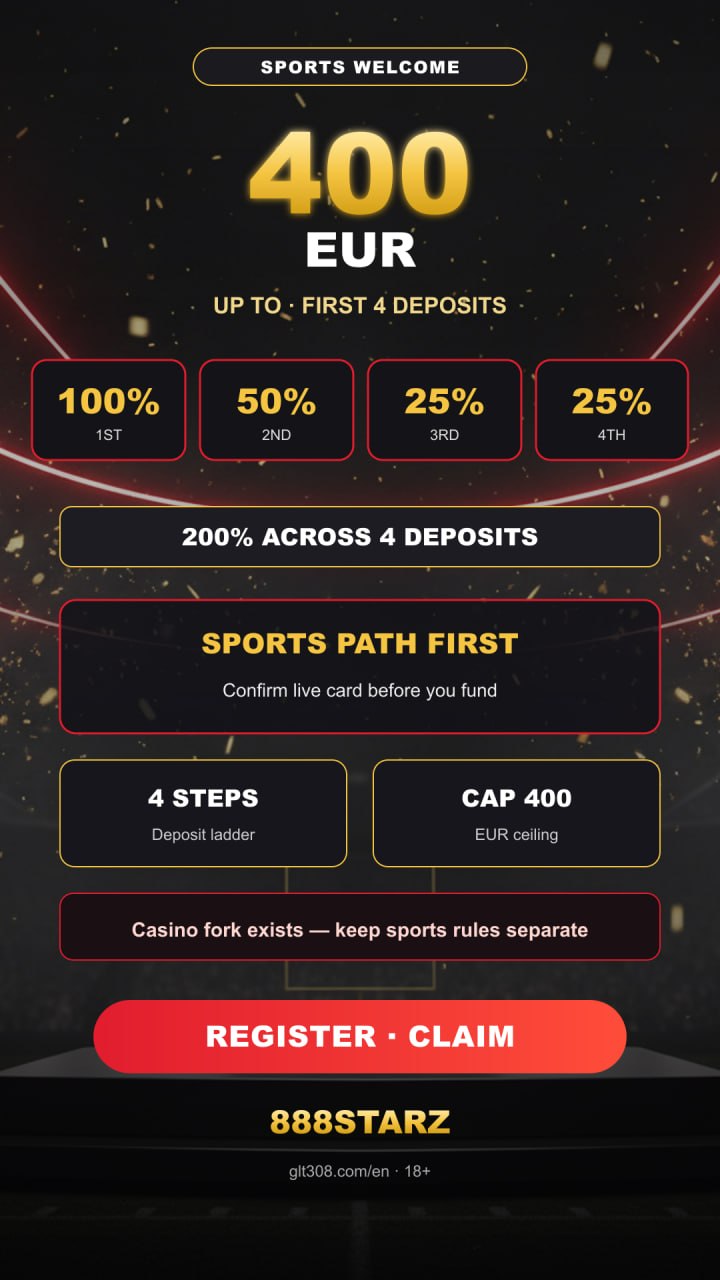 Up to 400 EUR on the first 4 sports deposits — 100% then 50% then 25% + 25% | 888starz
