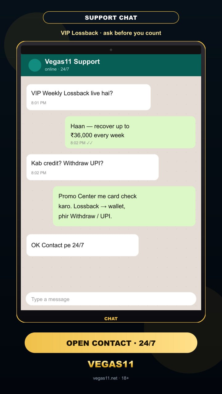 Recover up to ₹36,000 every week — VIP Weekly Lossback on the live promo card | Vegas11