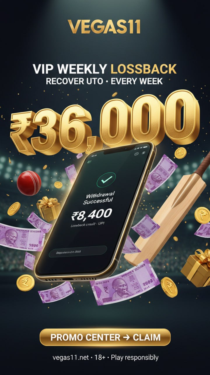 Recover up to ₹36,000 every week — VIP Weekly Lossback on the live promo card | Vegas11