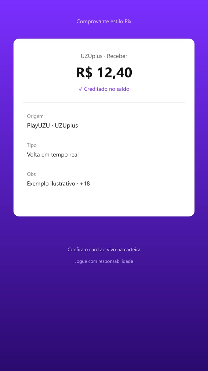 Print estilo WhatsApp confirmando UZUplus e depósito mínimo R$10 Pix