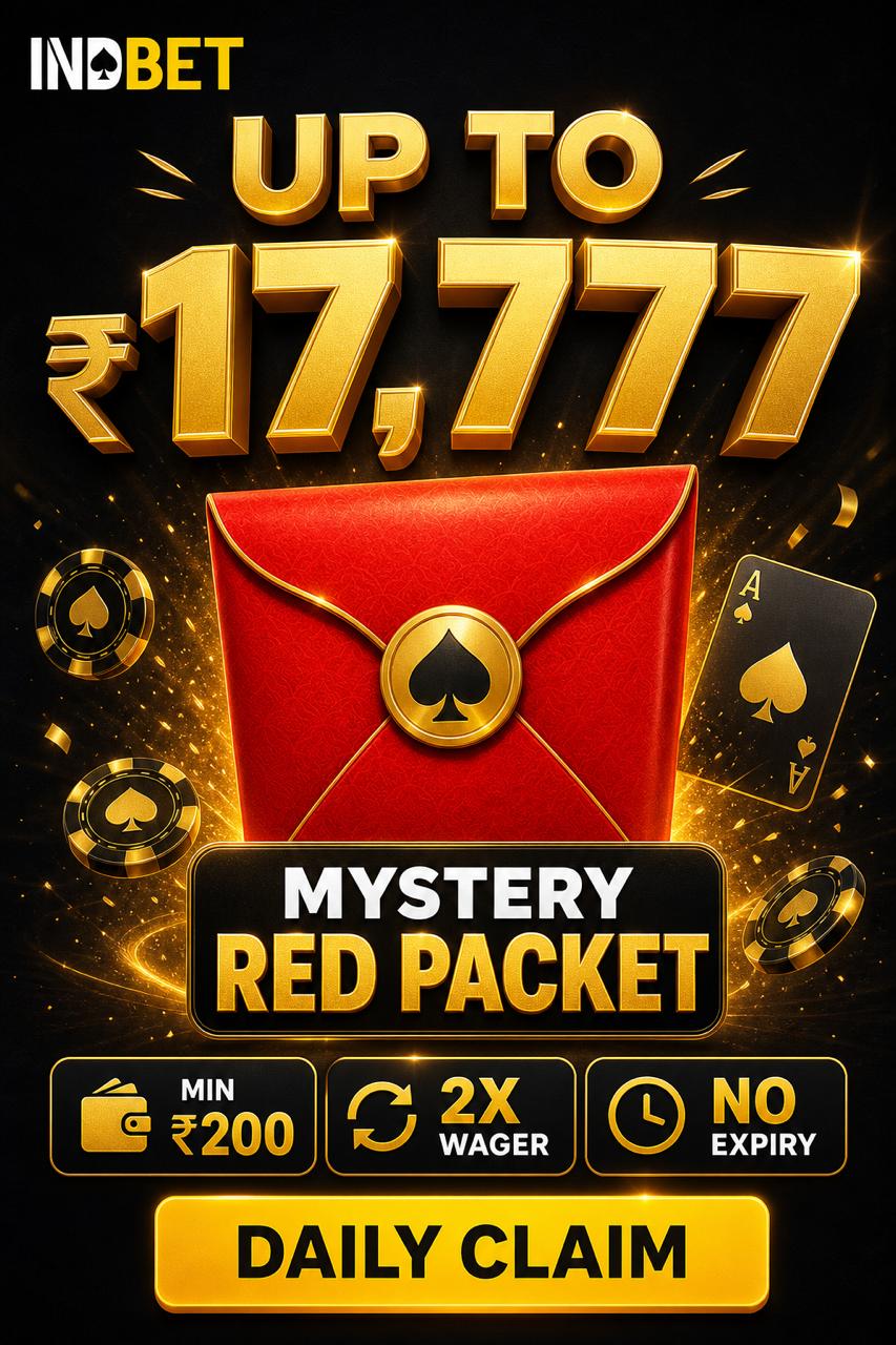 INDBET mystery red packet poster up to INR 17777 min yesterday accumulated recharge INR 200 about 2x wager