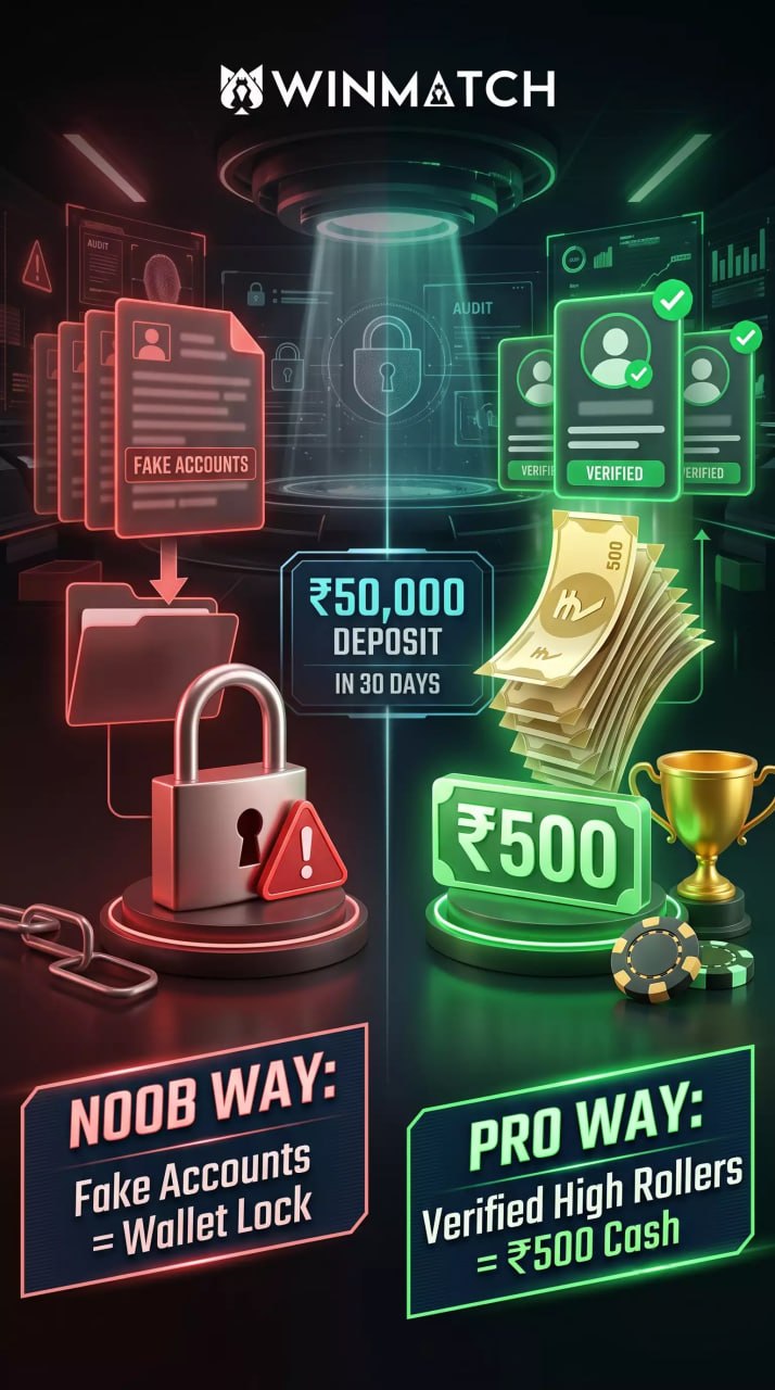 WINMATCH ₹50,000 DEPOSIT IN 30 DAYS For ₹500 Cash Infographic Poster.