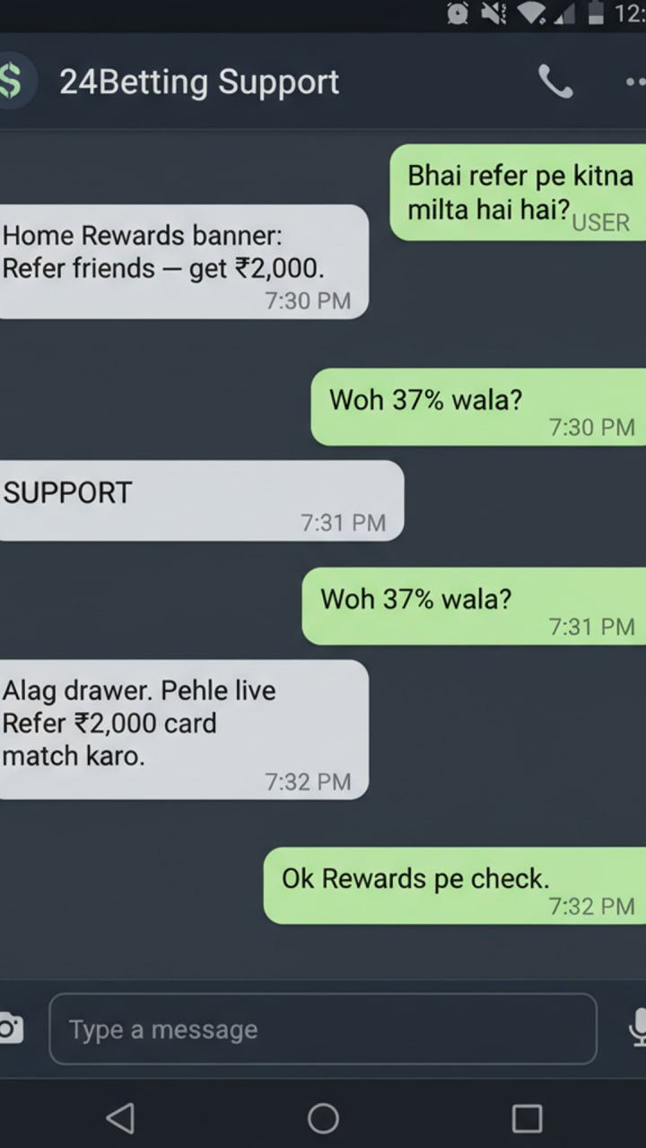 24Betting India H5 — refer friends Rewards pe ₹2,000