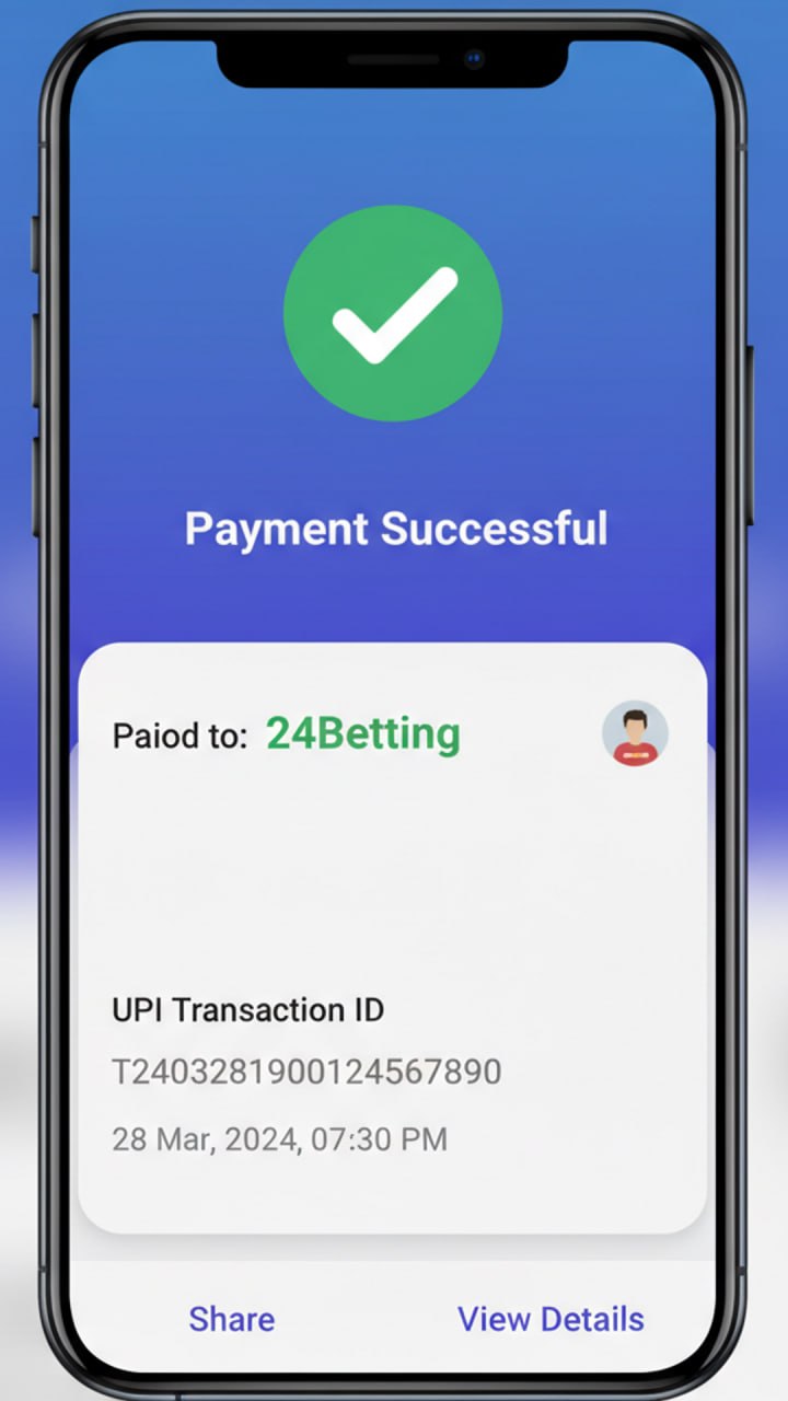 WhatsApp jaisa chat — 24Betting refer ₹2,000 card confirm