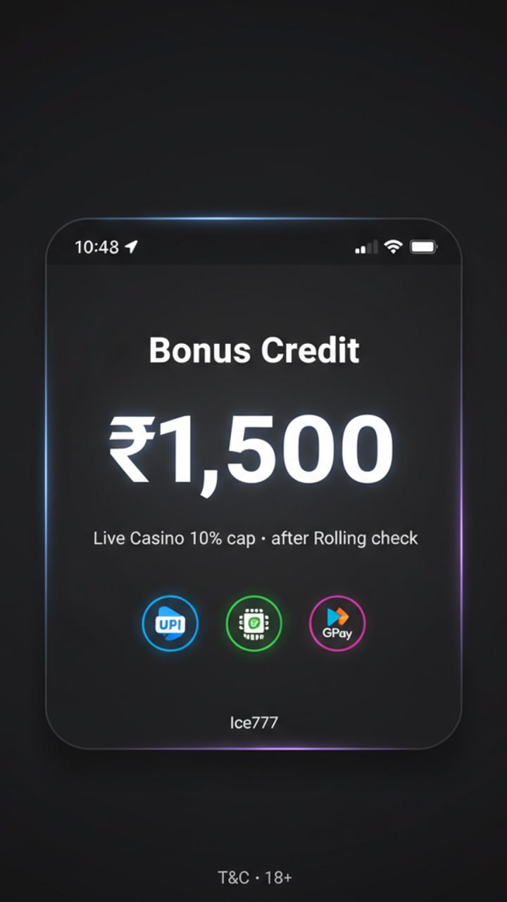 Ice777 H5 — Live Casino 50 Free Spin + 10% Bonus, Rolling 50X, Max ₹1,500