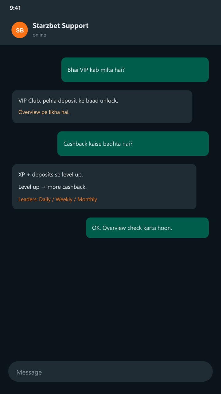Starzbet H5 — VIP Club first deposit unlock, XP se cashback level