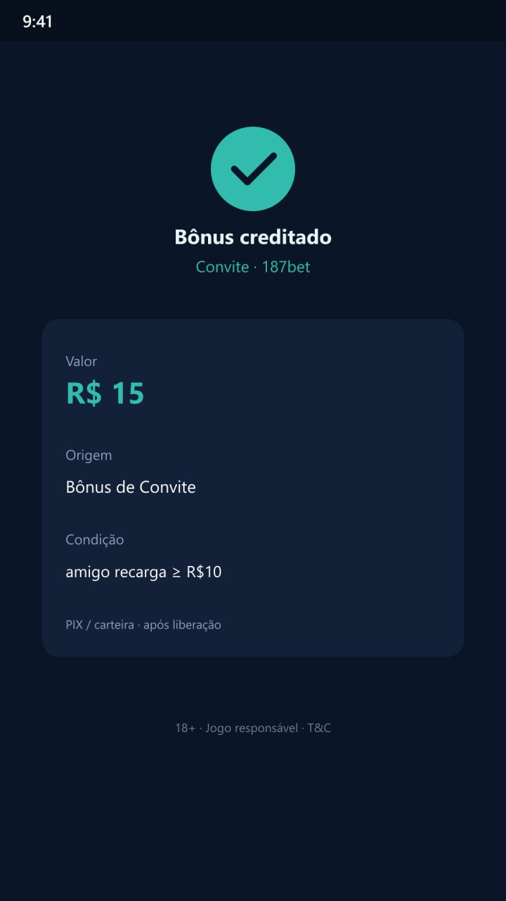 187bet H5 — Bônus de Convite R$15 amigo recarga ≥ R$10