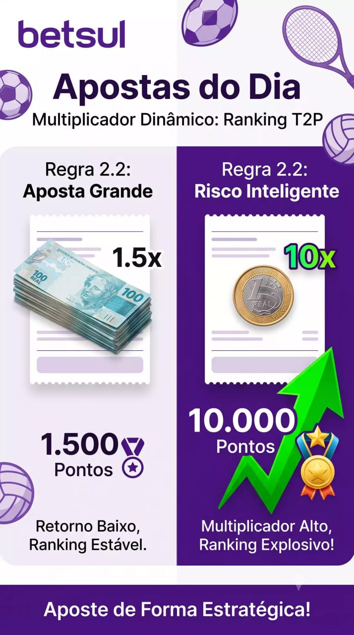 Betsul Apostas do Dia - Comparativo Regra 2.2: Aposta Grande (1.5x) vs Risco Inteligente (10x) no Ranking T2P