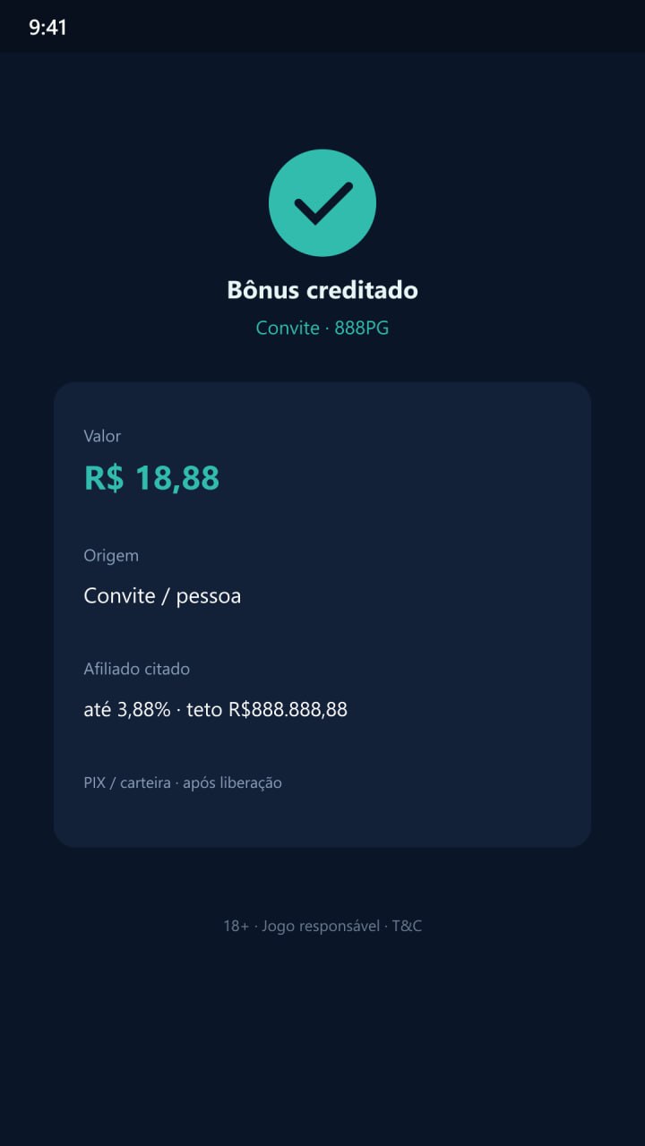 888PG H5 — convite R$18,88 por pessoa teto R$888.888,88