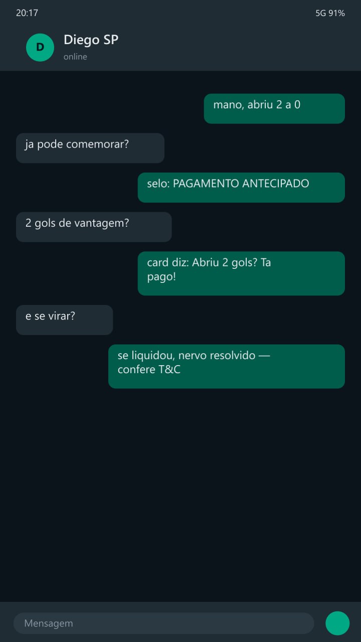 WhatsApp print abriu 2 gols ta pago Novibet