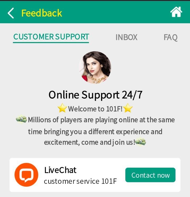 101F.com 24/7 LiveChat Customer Support Page