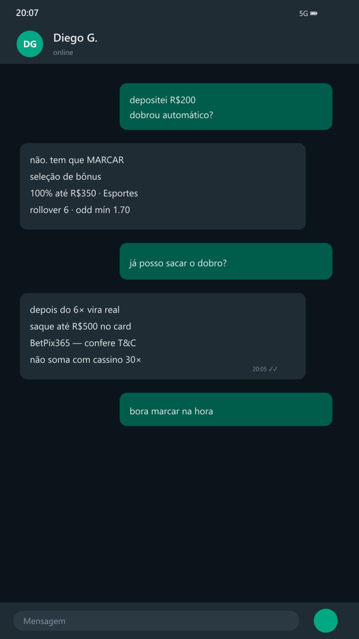 BetPix365 bônus esportes 100% até R$350 H5