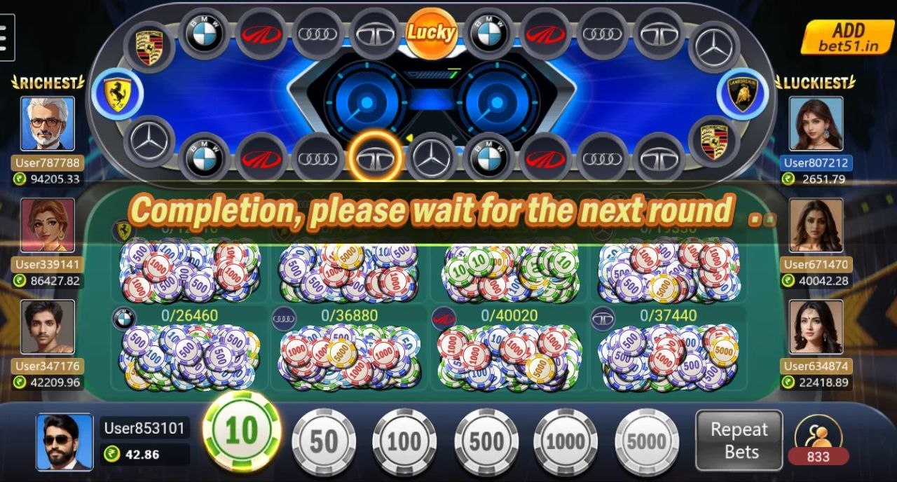 Bet51 Car Roulette Game Rules Chart Displaying Multipliers and Lucky Event