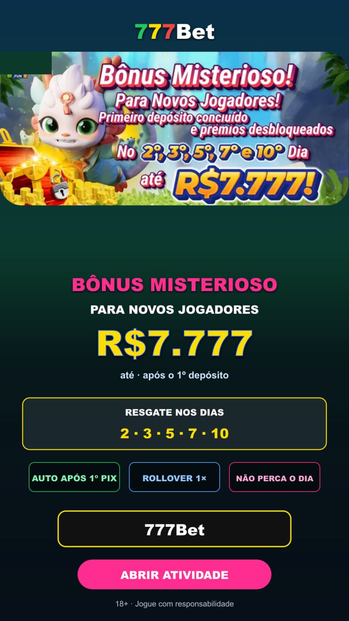 H5 WhatsApp calendário resgate Bônus Misterioso 777Bet