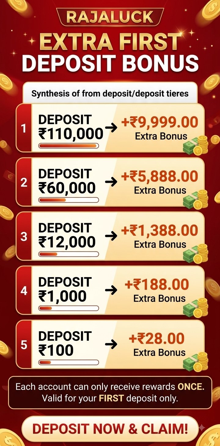 Rajaluck Extra First Deposit Bonus Offer Banner