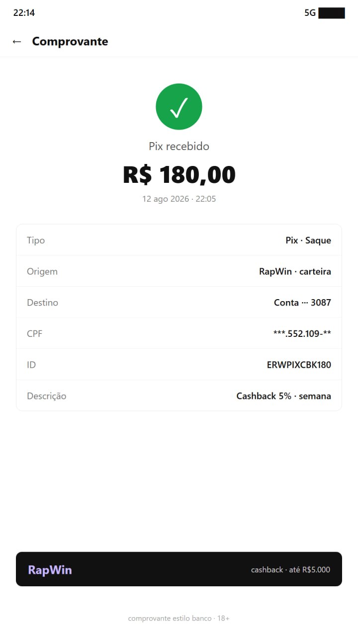 WhatsApp: dois amigos falando do cashback semanal e saque PIX na RapWin