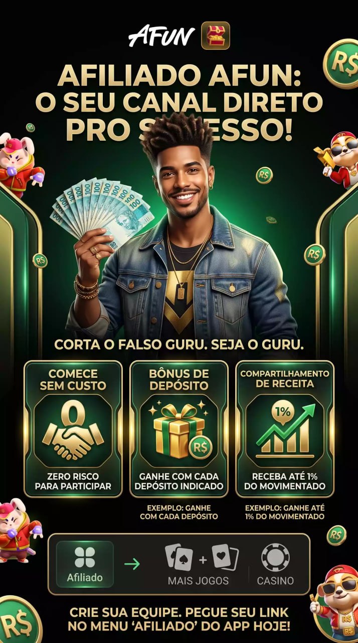 Programa de Afiliados AFUN Brasil, ganhe dinheiro online indicando amigos para cassino, comissões por depósito e compartilhamento de receita sem custo inicial