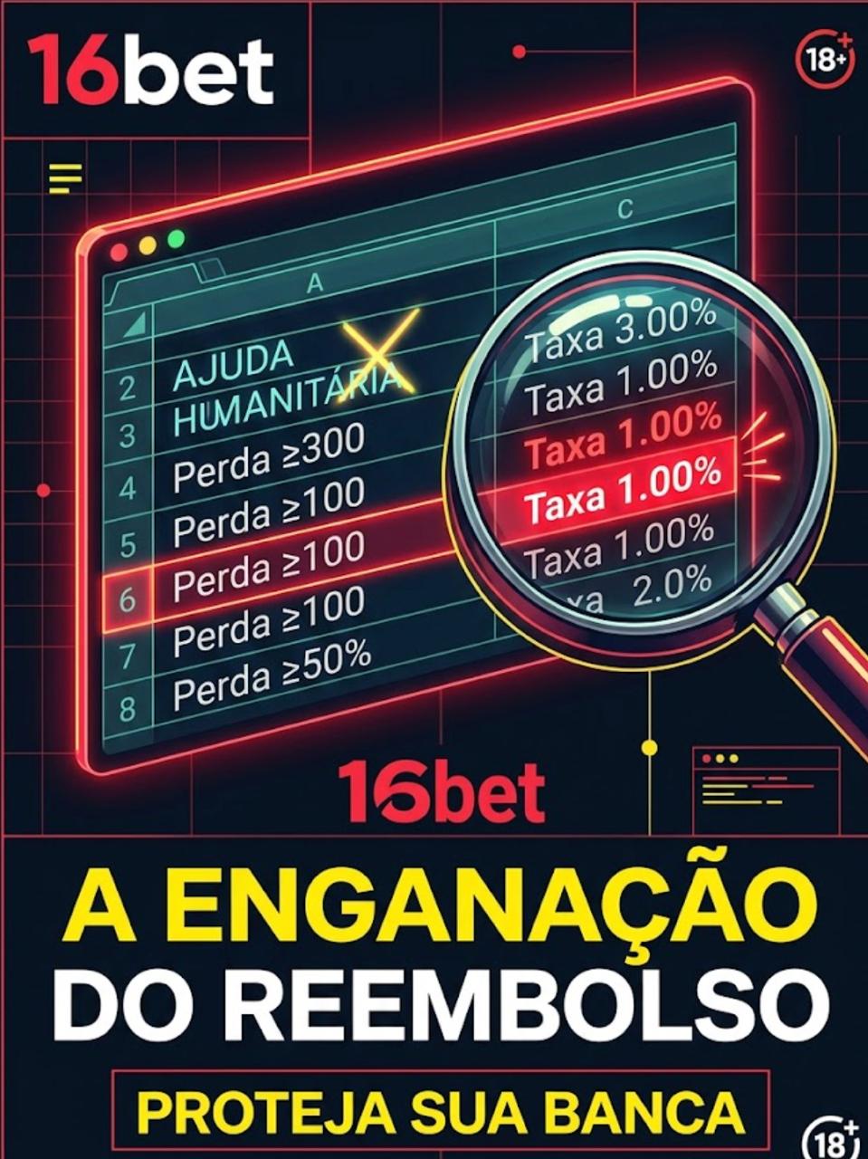 16bet resgate de perdas ajuda humanitaria armadilha de 100 mil reais aviso e gerenciamento de banca