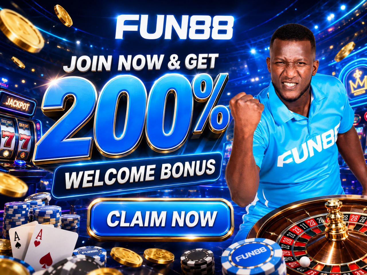 FUN88 promotional banner featuring a 200% welcome bonus.