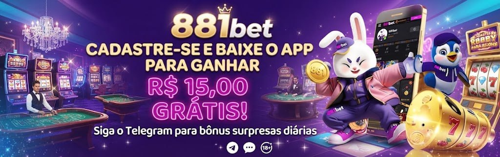 A promotional graphic showing an 881bet bonus of R$ 15.00 for downloading the app.