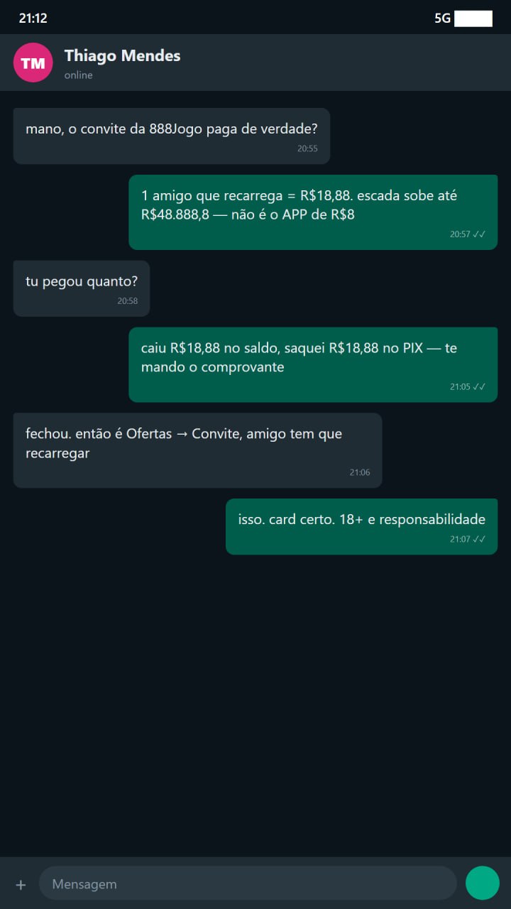 Cartaz vertical 888Jogo com bônus de convite R$18,88 por um amigo