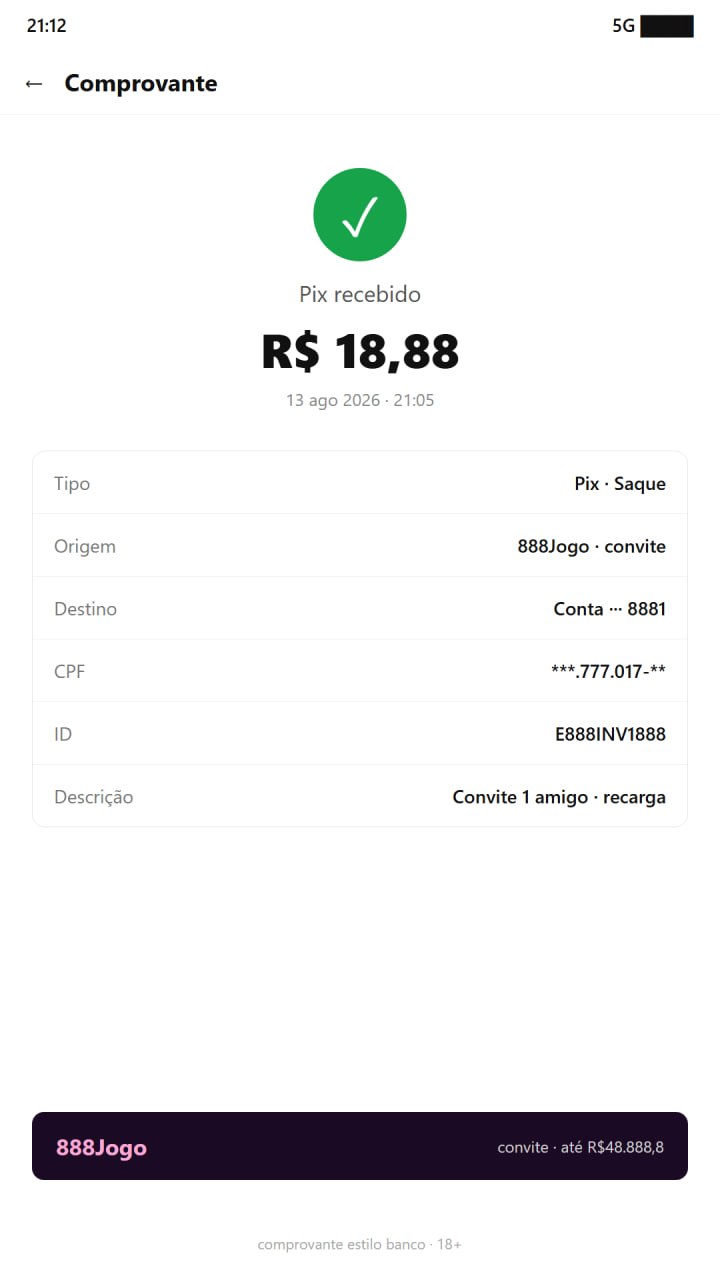 Conversa no celular sobre convite R$18,88 e saque PIX na 888Jogo