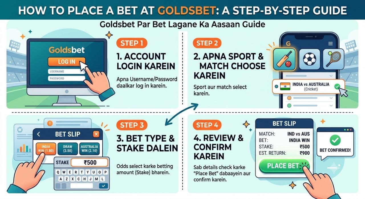 Goldsbet Sportsbook interface par bet lagane ka aasan tarika