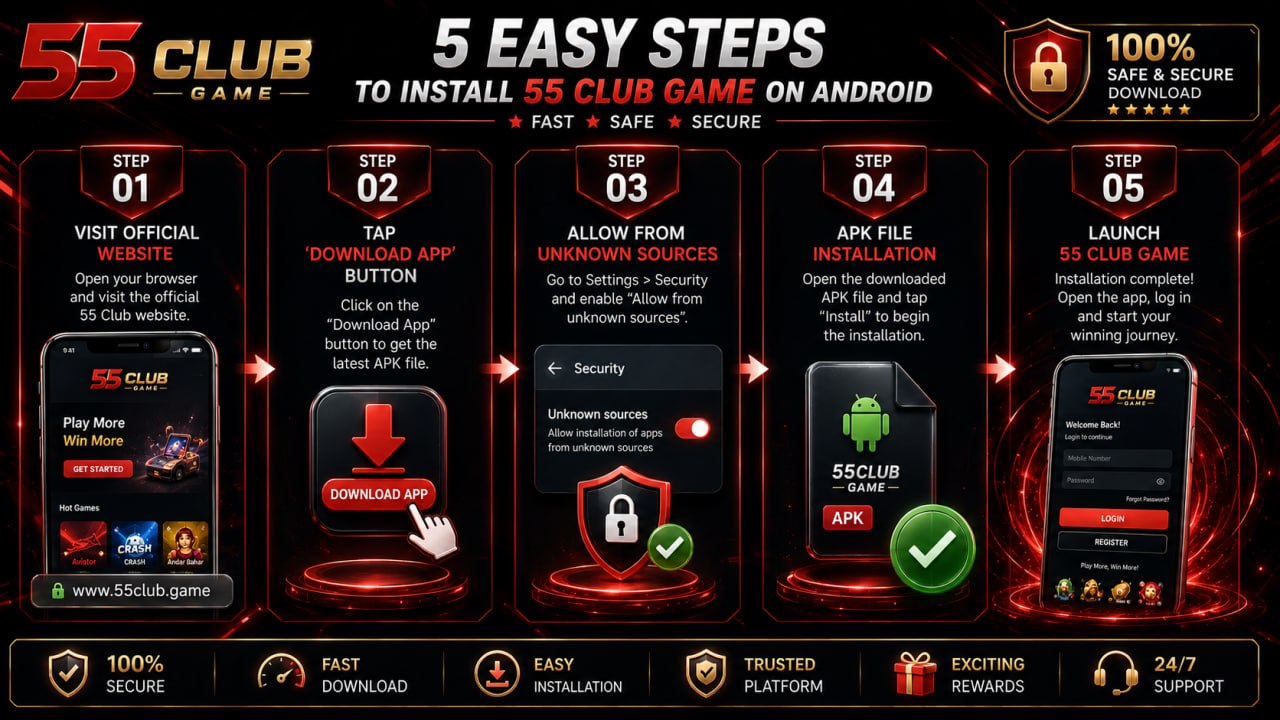 Step-by-step guide to download and install 55 Club Android APK from official website