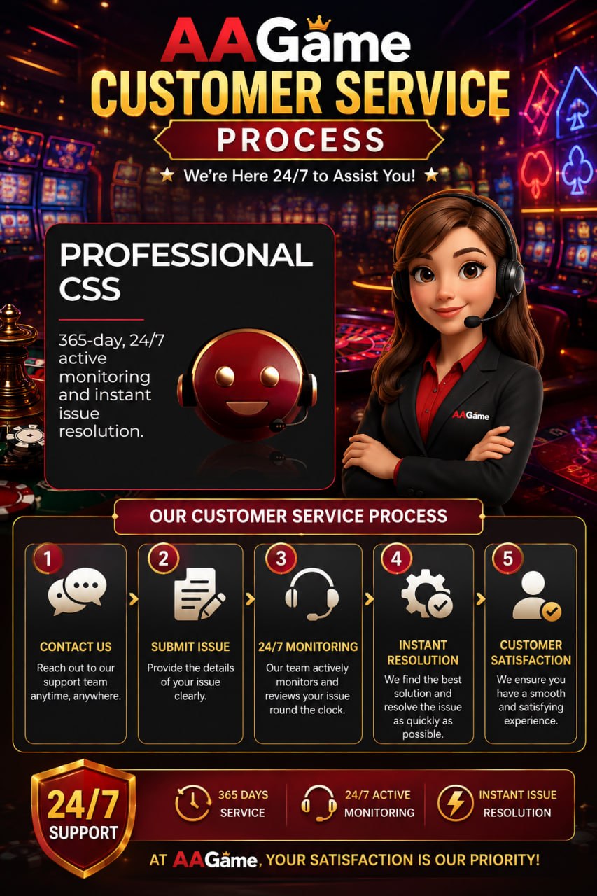 AAGame 24/7 customer service process with support and instant issue resolution.