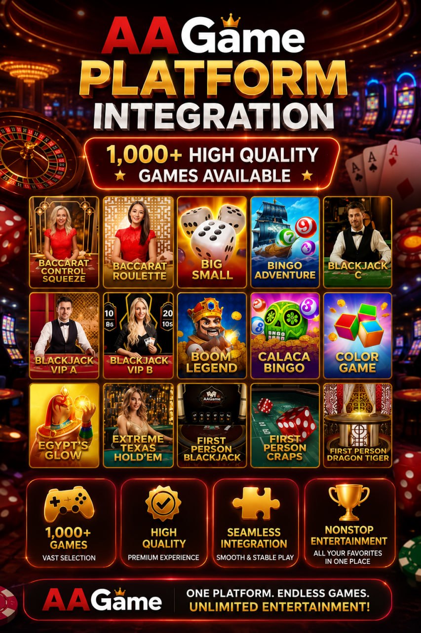 AAGame platform integration featuring 1,000+ high-quality games.