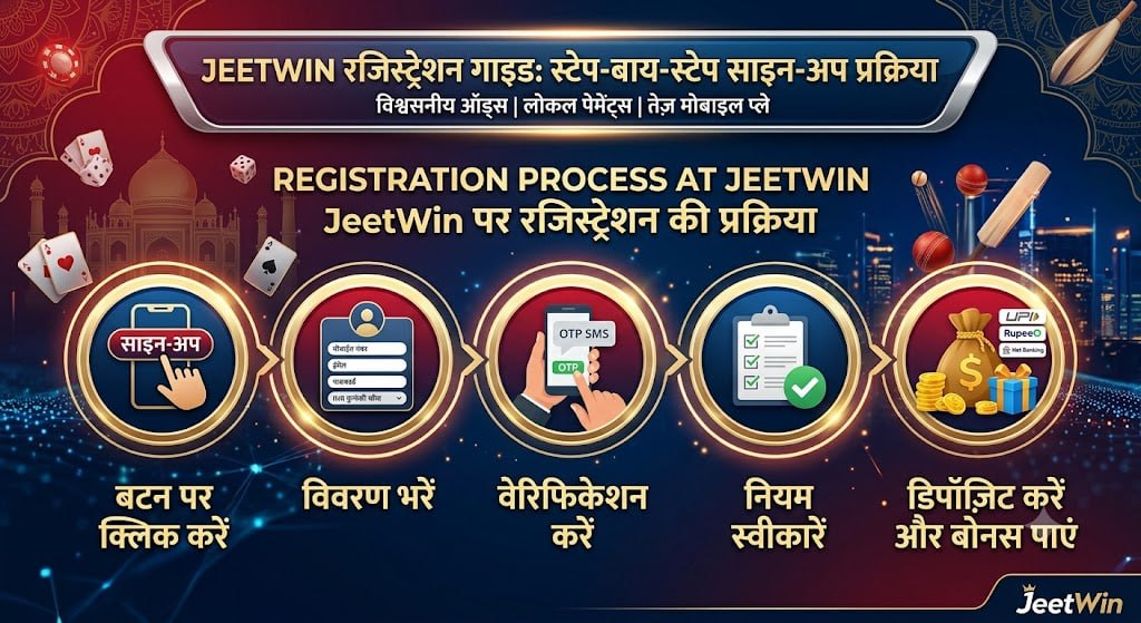 JeetWin registration process step by step in Hindi sign up with phone email OTP and welcome bonus