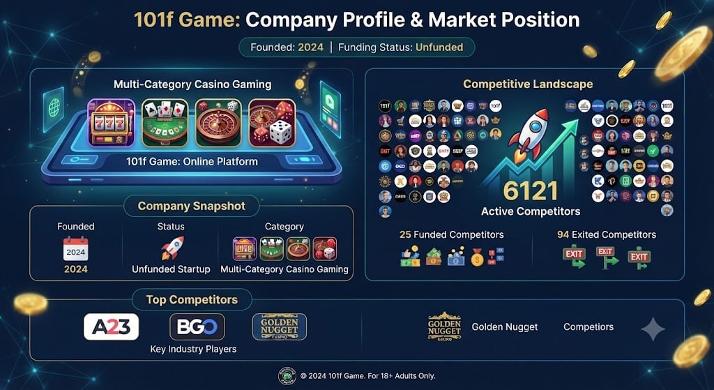 101f Game company overview, founding year, unfunded status, and top casino gaming competitors in Hindi