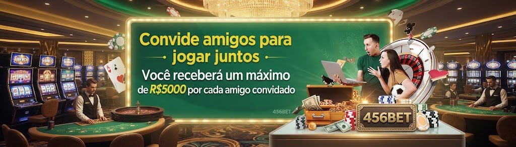Banner promocional da 456BET destacando o bônus de indicação de até R$5.000 por amigo.